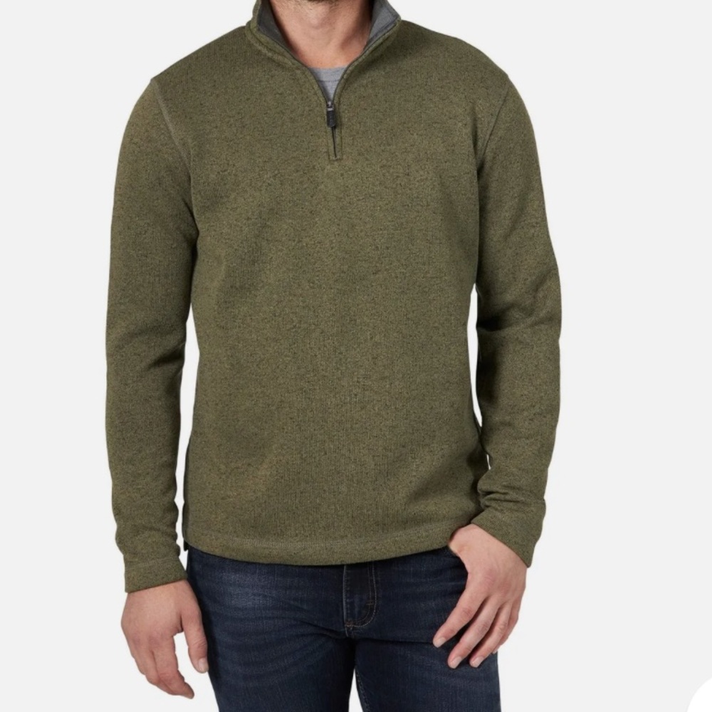 Men's Wrangler Long Sleeve fleece Quarter-Zip - Olive size Medium - Picture 1 of 8